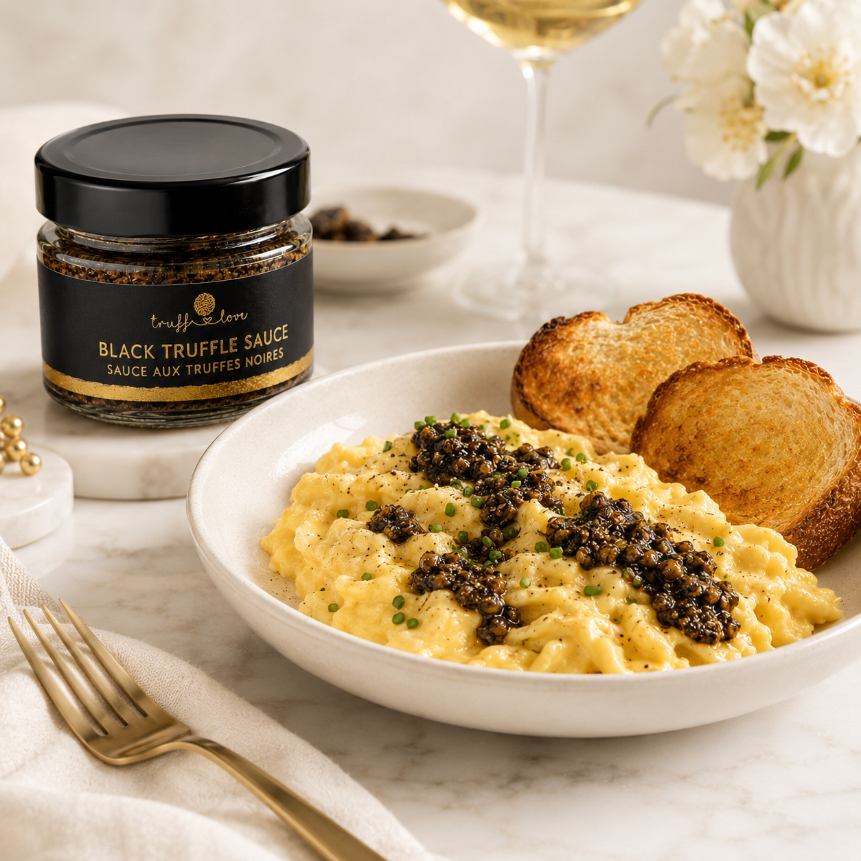 Soft Scrambled Eggs with Black Truffle Sauce